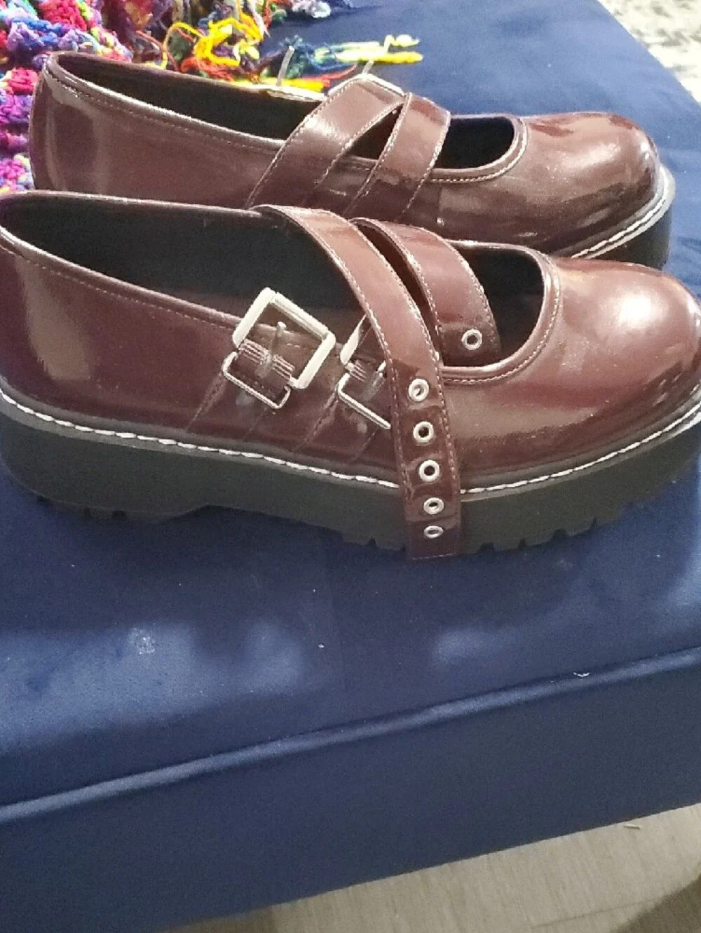 torrid Shiny Burgundy Mary Jane Platform Shoes